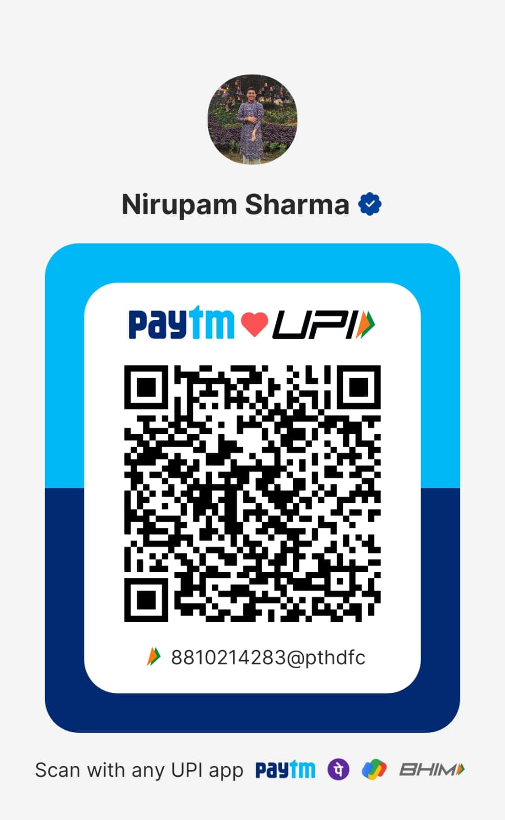 Paytm QR code for donation